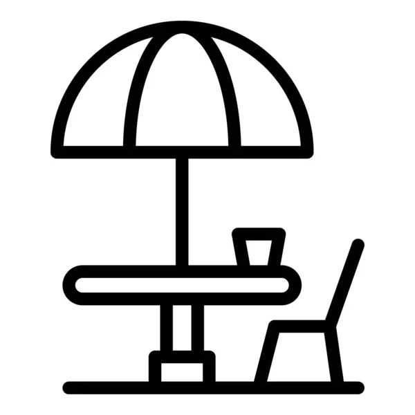 Καφές δρόμου κάτω από εικονίδιο ομπρέλα, περίγραμμα στυλ — Διανυσματικό Αρχείο