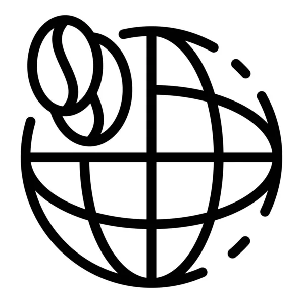 Icono de granos de café global, estilo de esquema — Archivo Imágenes Vectoriales