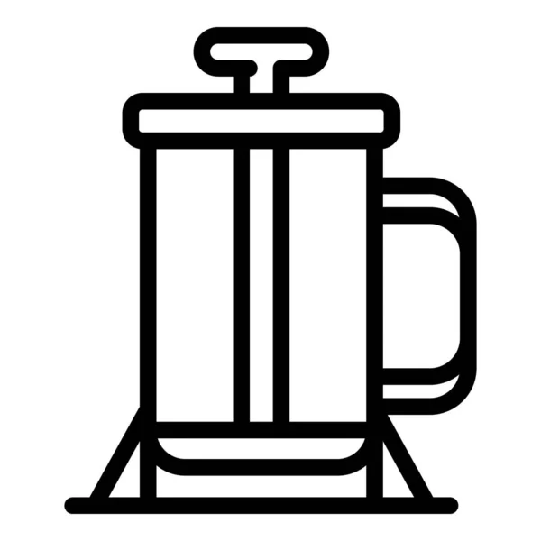 Icono de prensa de vidrio de café, estilo de esquema — Archivo Imágenes Vectoriales