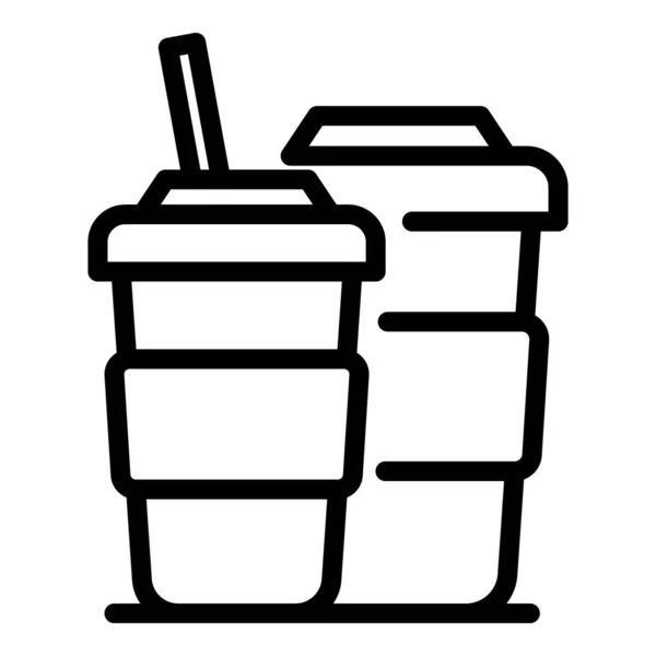 Ciudad taza de café de papel icono, estilo de contorno — Vector de stock