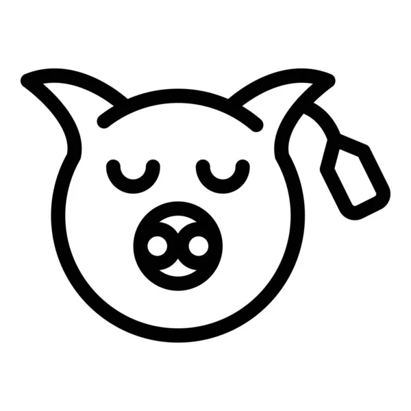 Icône tête de porc de viande, style contour — Image vectorielle