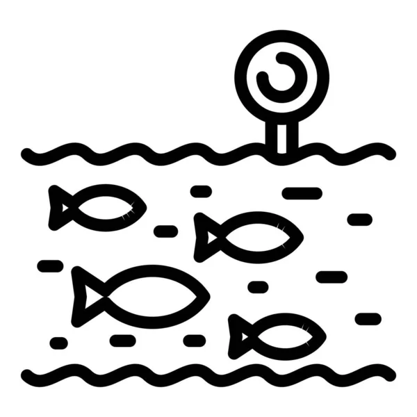 Fisch im Wasser Farm Symbol, Umriss Stil — Stockvektor