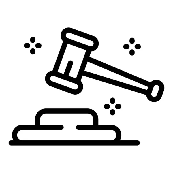 Bíró kalapács ikon, körvonalazott stílus — Stock Vector