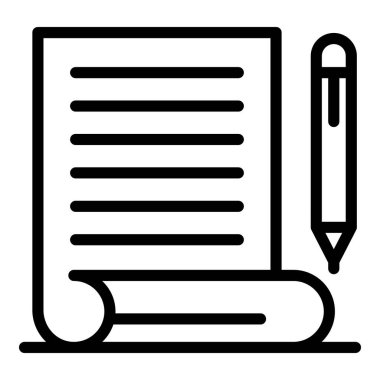 Judgment pen paper icon, outline style vector