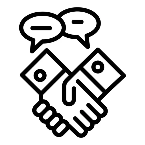 Bíró kézfogás ikon, körvonalazott stílus — Stock Vector