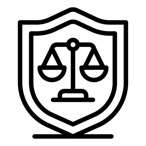 Judge shield balance icon, outline style — Stock Vector