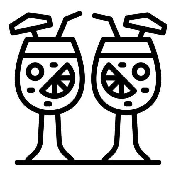 Two tropical cocktails icon, outline style — Stock Vector