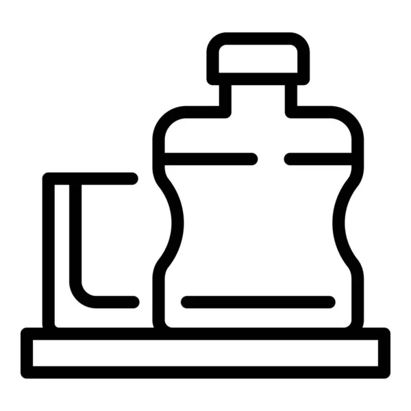 Eine Flasche Alkohol und ein Glas-Symbol, Umriss Stil — Stockvektor