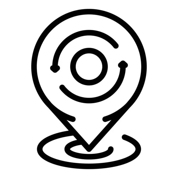 Geotag med cirkulära pilar ikon, kontur stil — Stock vektor