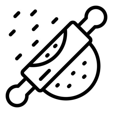 Yuvarlanan iğne ve hamur simgesi, taslak biçimi