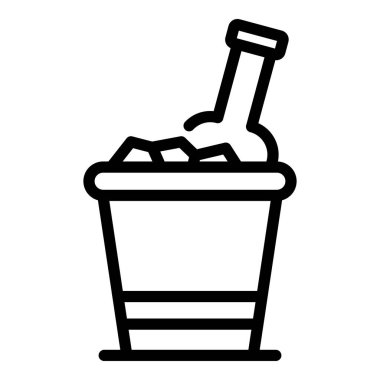 Buz kovası ikonunda şişe, taslak tarzı