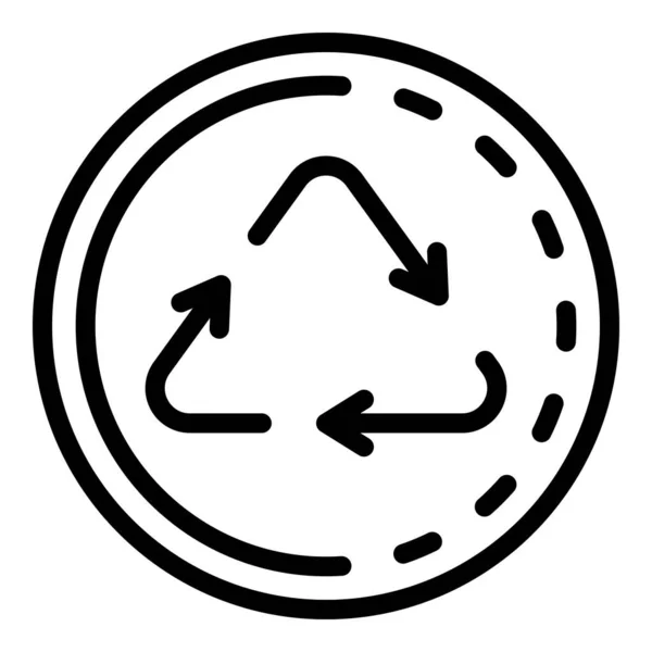 Reciclaje de triángulo en un icono de círculo, estilo de contorno — Vector de stock