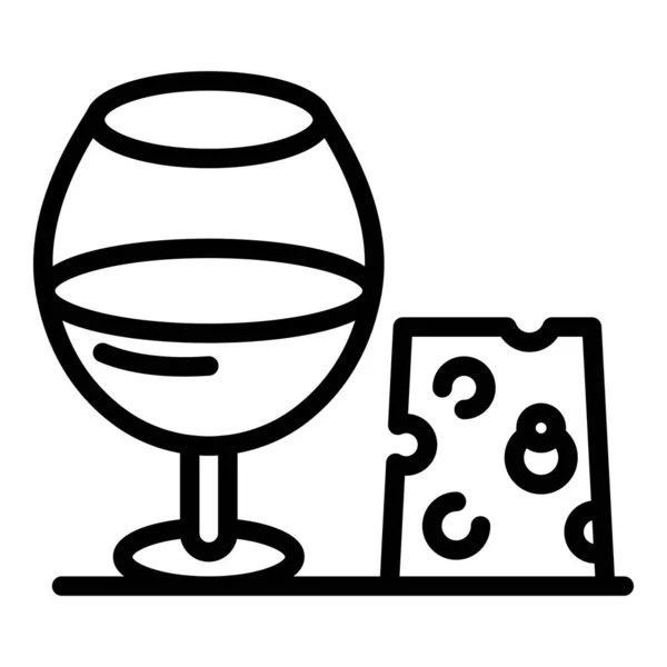 Glas en kaas icoon, omtrek stijl — Stockvector