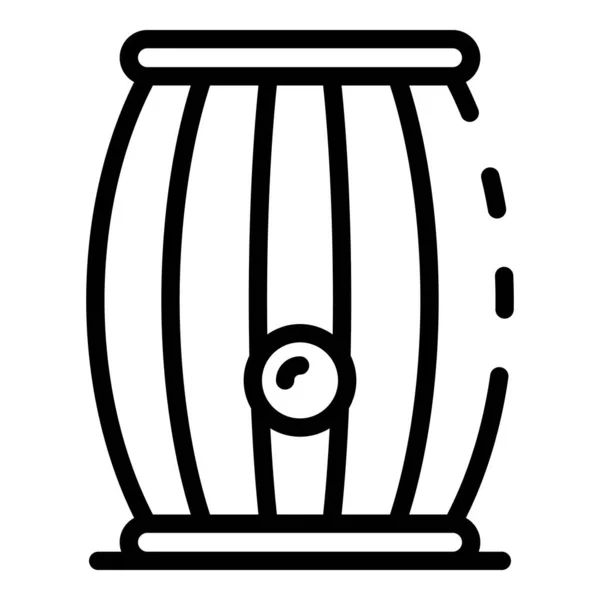 Wooden barrel icon, outline style — Stock Vector