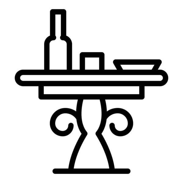 Ikona kulatého stolu restaurace, styl osnovy — Stockový vektor