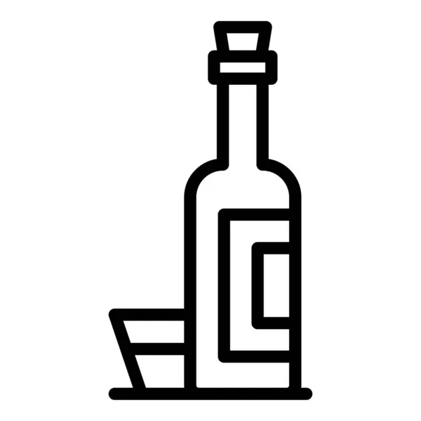 Una botella y un icono de tazón, estilo de contorno — Vector de stock