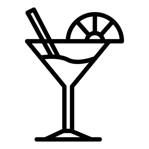 Бокал мартини и икона ломтика лайма, стиль наброска — стоковый вектор