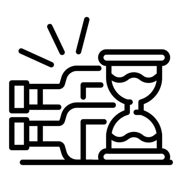 Reloj de arena y botellas icono, estilo de esquema — Vector de stock