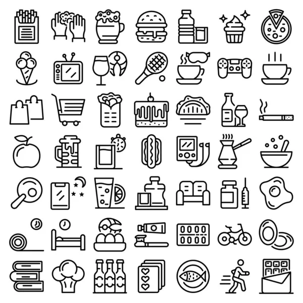 Conjunto de ícones de hábito, estilo esboço — Vetor de Stock