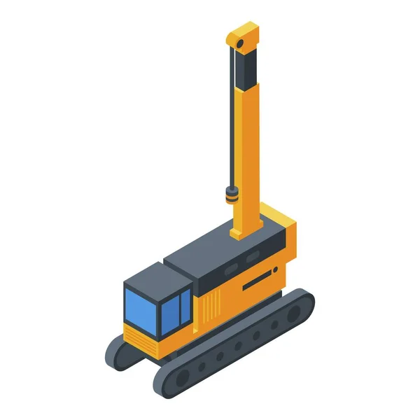 Hydraulic excavator crane icon, isometric style — Stock Vector