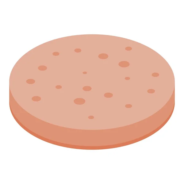 Icône de tranche de saucisse de porc, style isométrique — Image vectorielle