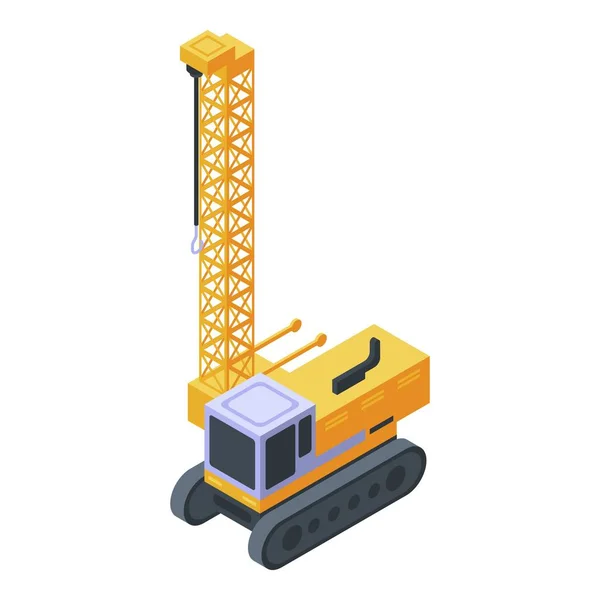 Icono de excavadora de grúa de construcción, estilo isométrico — Vector de stock
