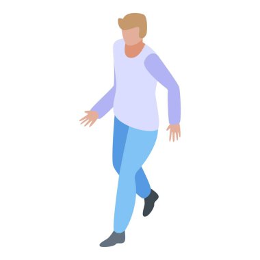 Görev simgesi çalıştıran çocuk, izometrik biçim