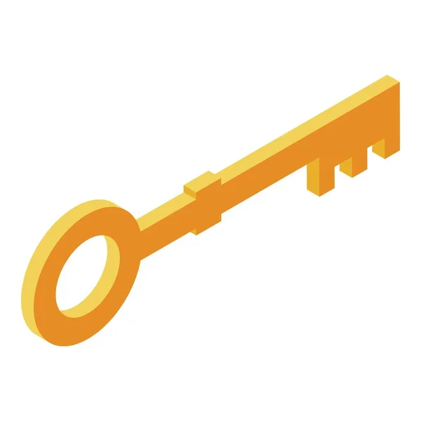 Búsqueda icono clave de oro, estilo isométrico — Vector de stock
