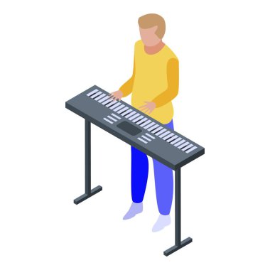 Müzik klavyesi çalma simgesi, izometrik biçimi