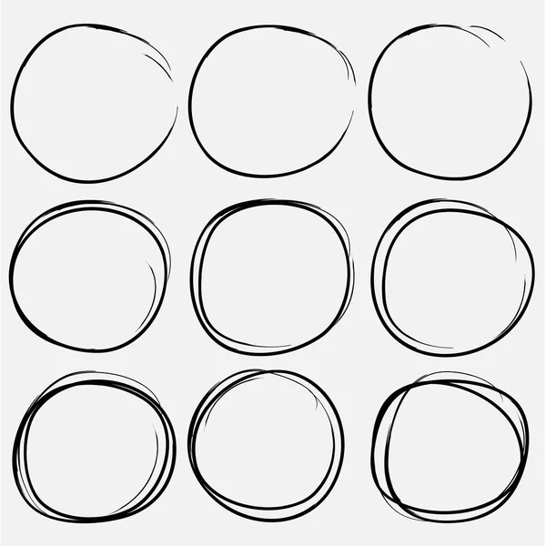 Set di elementi del cerchio disegnati a mano, schizzo disegnato a mano . — Vettoriale Stock