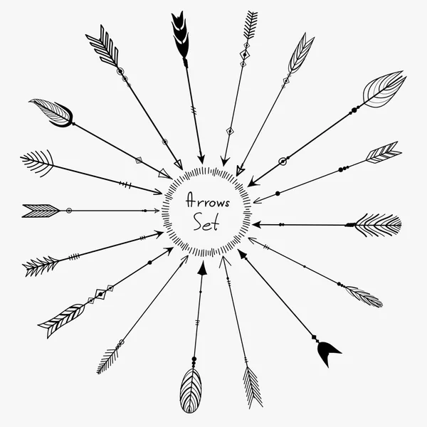 Vector Set Of Boho Arrows for Decoration . — стоковый вектор