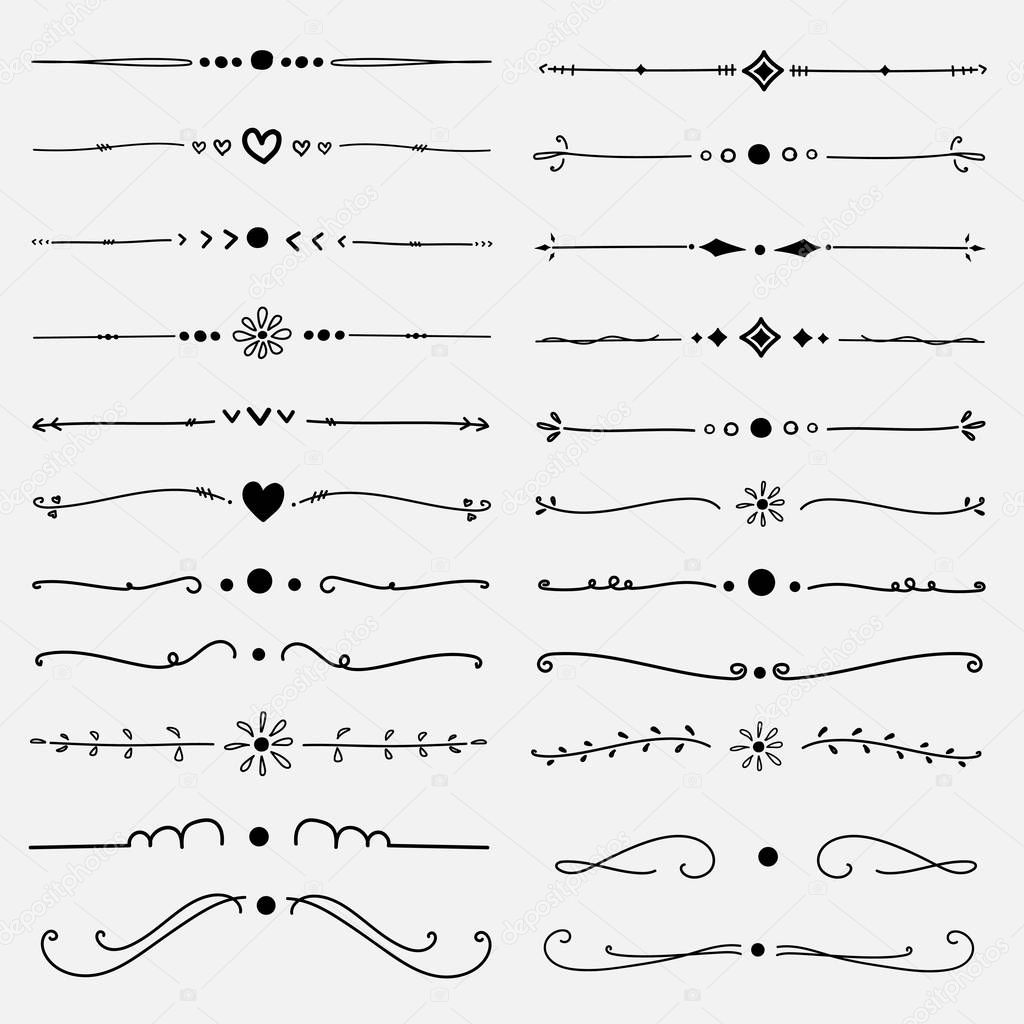 Set Of Decorative Calligraphic Elements For Decoration. 