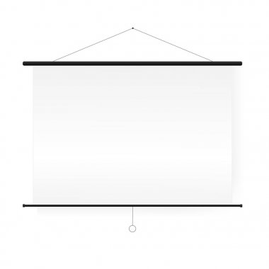 Toplantı projektörü ekran vektör. Boş beyaz tahta sunu Konferansı duvardaki. 
