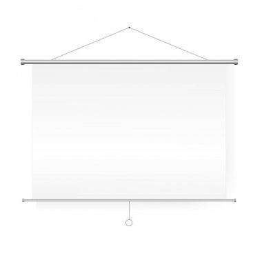 Toplantı projektörü ekran vektör. Boş beyaz tahta sunu Konferansı duvardaki. 