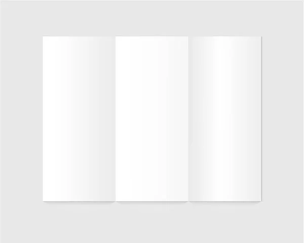 Opuscolo in carta trifold bianco su sfondo grigio. Copertura per il tuo design . — Vettoriale Stock