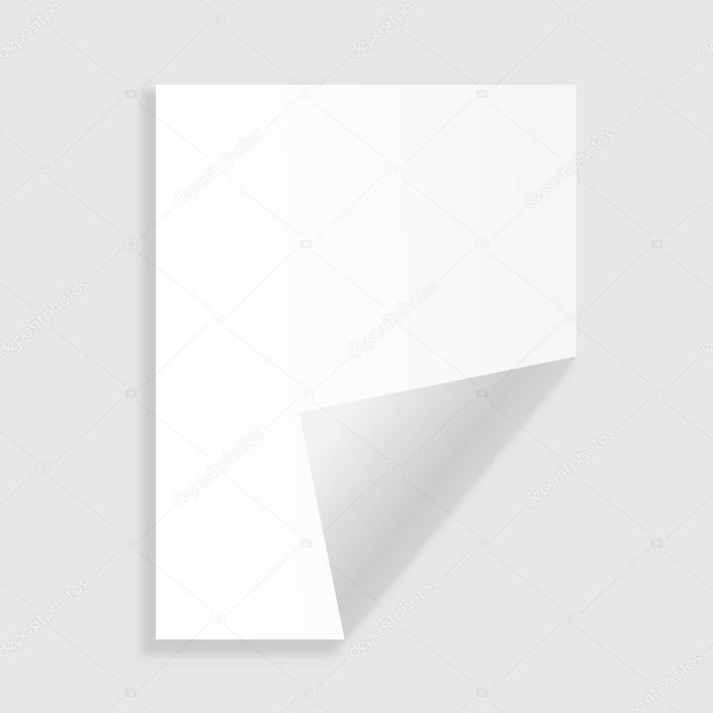 Single Paper Page with Folding Corner - Single piece of paper with folded corner, isolated on a gray background. 