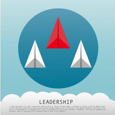 İş liderlik kavramı ile beyaz uçaklar önde gelen kırmızı kağıt uçak.