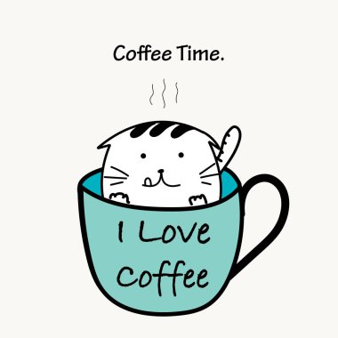 Kedi Kupası ile kahve saati.