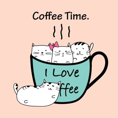 Kedi Kupası ile kahve saati.