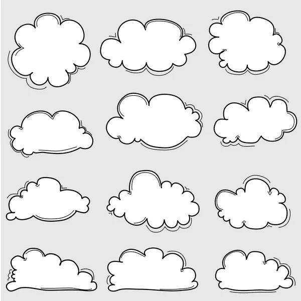 Kézzel rajzolt felhők készlet. — Stock Vector