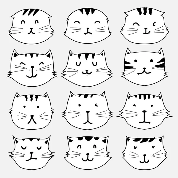 Ensemble de mignon chat autocollant . — Image vectorielle