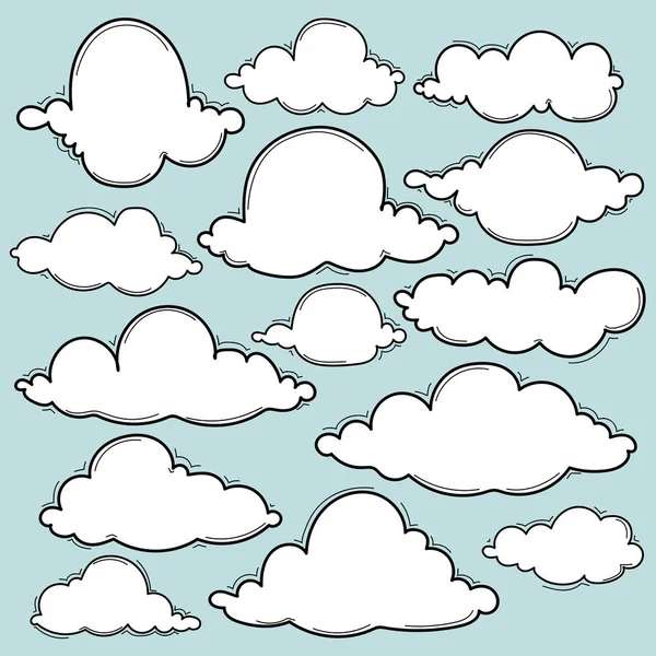Hand Drawn Clouds Set. — Stock Vector