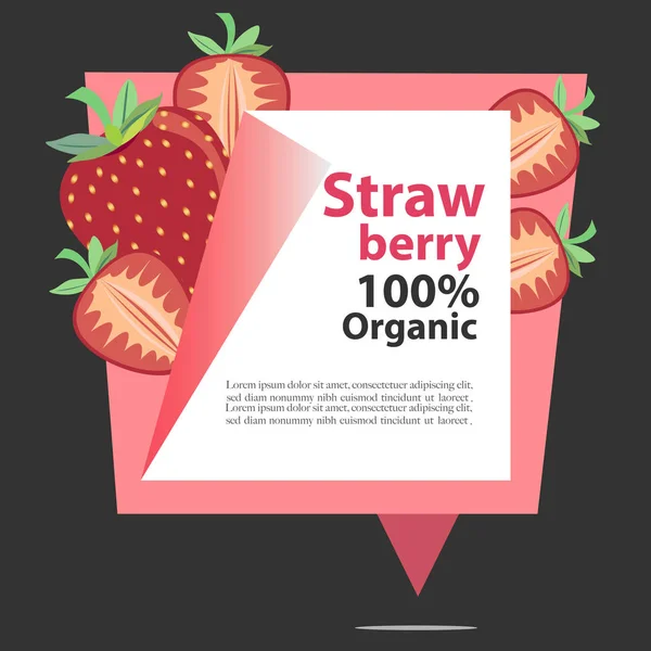 Vector Banner Strawberry Organic. — Stock Vector