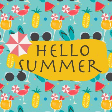 Merhaba yaz konsepti ile desen renkli tasarım.