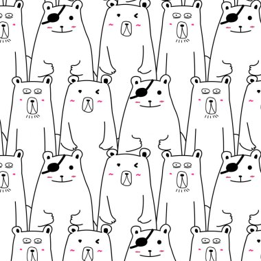 Renkli el çekilmiş ayı desen vektör. Doodle sanat. 