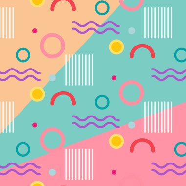 Trendy geometrik öğeleri Memphis desen. 