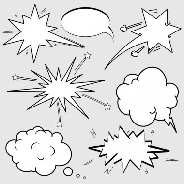 Dizi karikatür, komik konuşma balonları, Pop sanat tarzı bulutlarda boş iletişim.