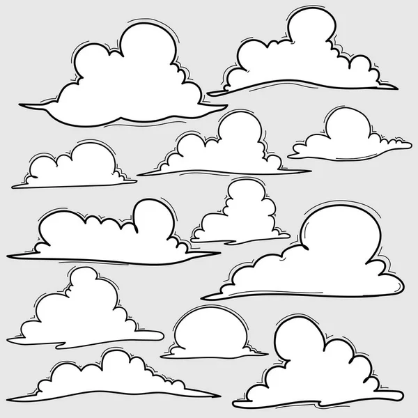 Hand Drawn Clouds Set. — Stock Vector