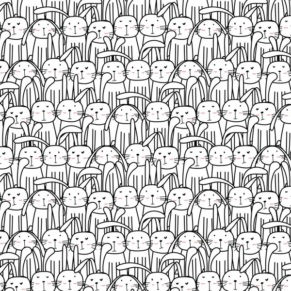 Çizilmiş şirin Bunnies desen el, sanat Doodle.