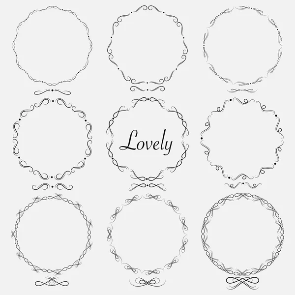 Vector Set Of Dividers Round Frames For Decoration. — Stock Vector